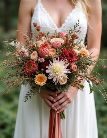 Bouquet sposa artigianale in stile boho-chic
